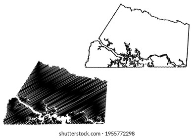Mecklenburg County, Commonwealth of Virginia (U.S. county, United States of America) map vector illustration, scribble sketch Mecklenburg map