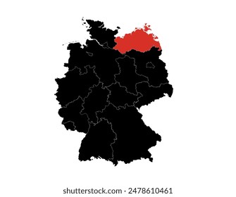 Mecklenburg Vorpommern state highlighted on Germany map Vector.