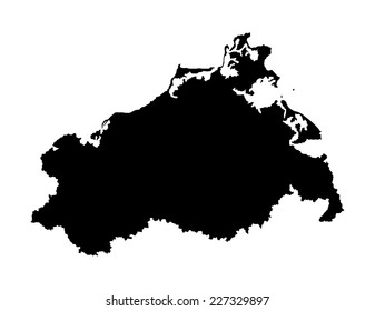 Mecklenburg Vorpommern vector map silhouette, high detailed black illustration isolated on white background. Province in  Germany.