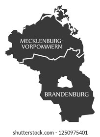 Mecklenburg Western Pomerania - Brandenburg federal states map of Germany black with titles