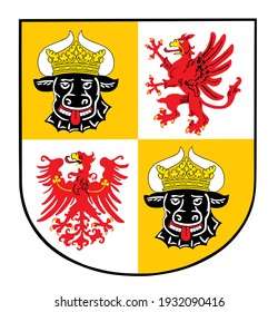 Mecklenburg Western Pomerania coat of arms vector illustration, Germany province. 