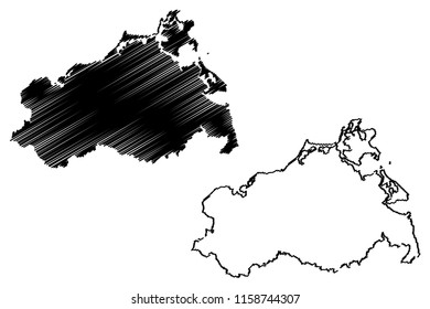 Mecklenburg-Vorpommern (Federal Republic of Germany, State of Germany, MV) map vector illustration, scribble sketch Mecklenburg-West Pomerania map