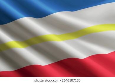 Mecklenburg-Vorpommern flag waving in the wind, realistic detailed silk texture. State of Germany