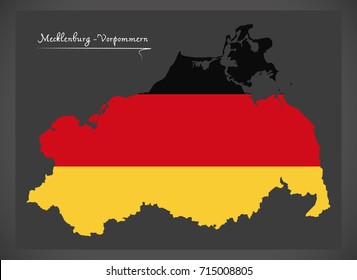 Mecklenburg-Vorpommern map of Germany with German national flag illustration