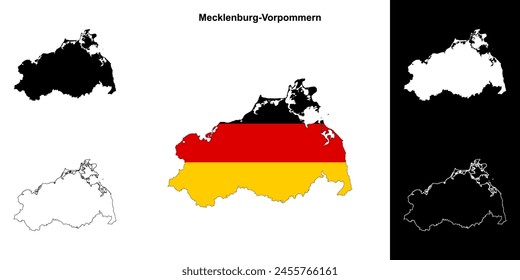 Mecklenburg-Vorpommern state outline map set