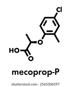 Mecoprop broadleaf herbicide molecule. Skeletal formula.