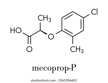 Mecoprop broadleaf herbicide molecule. Skeletal formula.