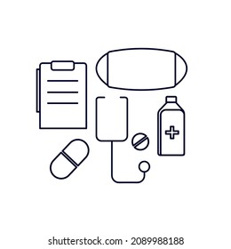 med icons set in flat style