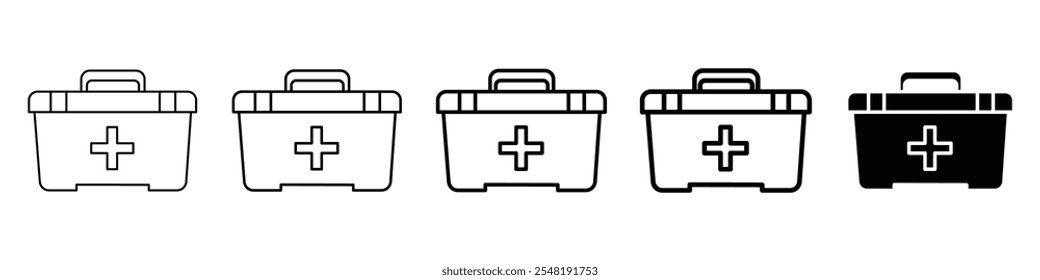 med kit icon Simple thin line logo set