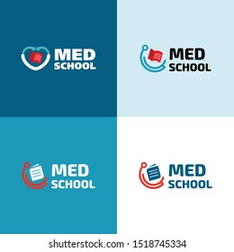 Med School. Medicine Education Logo Set