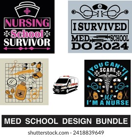med school vector and t shirt design bundle