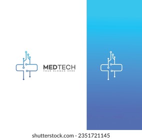 icono del vector de plantilla de diseño del logotipo de tecnología de med