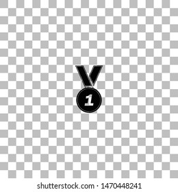 Medal 1. Black flat icon on a transparent background. Pictogram for your project