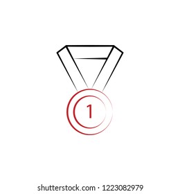 Medal 2 colored hand drawn icon. Medal colored element illustration. Outline symbol design from fitness set