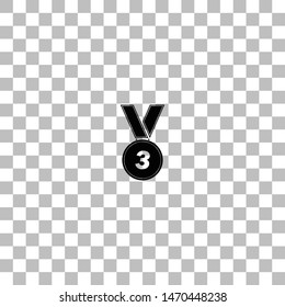 Medal 3. Black flat icon on a transparent background. Pictogram for your project