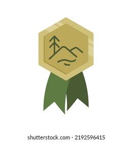 medal achievement with mountain illustration vector flat graphic design