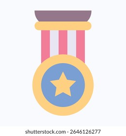 Medal American Flag, Fourth Of July Icon, Vector Style Flat Icon. 