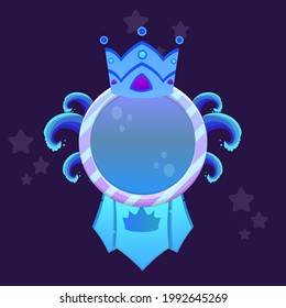 Marco De Insignia De Avatar Medallero Para El Juego Magia Reino De Fantasía Hermosas Olas Azules Treasure Sea Crown Cartoon Vector Diseño