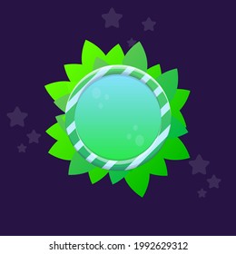 Marco para la insignia de la ventana del botón Avatar de Medalla para el juego UI interfaz de usuario magia Reino de fantasía deja la naturaleza planta de madera de la granja de caricaturas diseño del vector