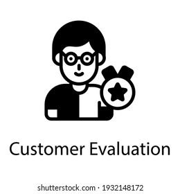 Medal with avatar customer evaluation icon