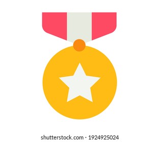 medal award achievement single isolated icon with flat style