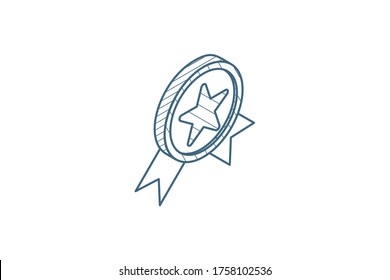 Medal, award isometric icon. 3d vector illustration. Isolated line art technical drawing. Editable stroke