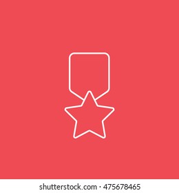 Medal Award Line Icon On Red Background