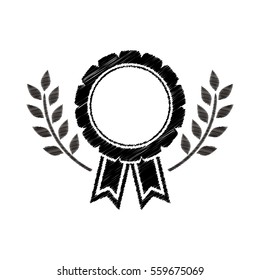 medal award in monochrome striped with olive branch