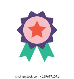 medal award with number one flat style vector illustration design