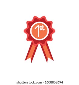 medal award with number one vector illustration design