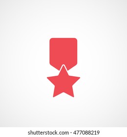 Medal Award Red Flat Icon On White Background