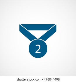 Medal Award Second Place Blue Flat Icon On White Background