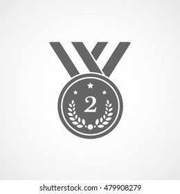 Medal Award Second Place Flat Icon On White Background