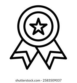 Medal award sketch, symbol of achievement and recognition. Medal line icon, representation of victory and achievement. Medal line art, sign of honor and excellence.