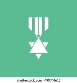 Medal Award Star Of David Flat Icon On Green Background