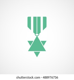 Medal Award Star Of David Green Flat Icon On White Background