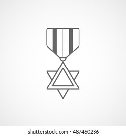 Medal Award Star Of David Line Icon On White Background
