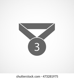 Medal Award Third Place Flat Icon On White Background