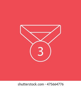Medal Award Third Place Flat Icon On Red Background