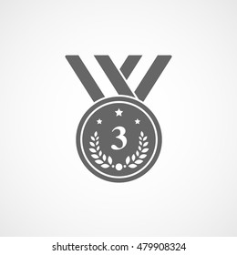 Medal Award Third Place Flat Icon On White Background