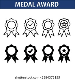 Icono del conjunto de trofeos Medal Award Icono diseño ilustración de la plantilla vectorial. EPS 10