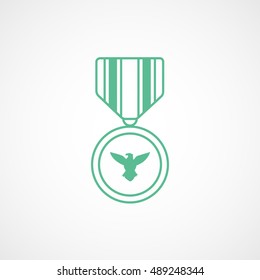 Medal Award USA Green Line Icon On White Background