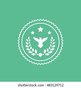 Medal Award USA Line Icon On Green Background