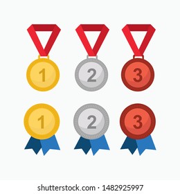 Medal award vector icon set
