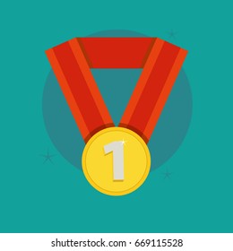 Medal award winner trophy illustration vector flat