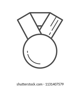 Medal, badge or award with ribbons. Flat line vector icon
