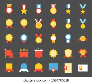 medal and badge icon, flat design