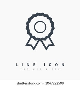 Medal badge line vector icon