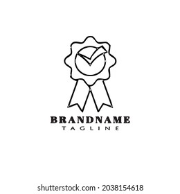 medal badge rank logo cartoon template black icon modern vector illustration