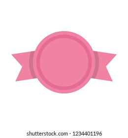 Medal badge with ribbon, flat vector illustration icon